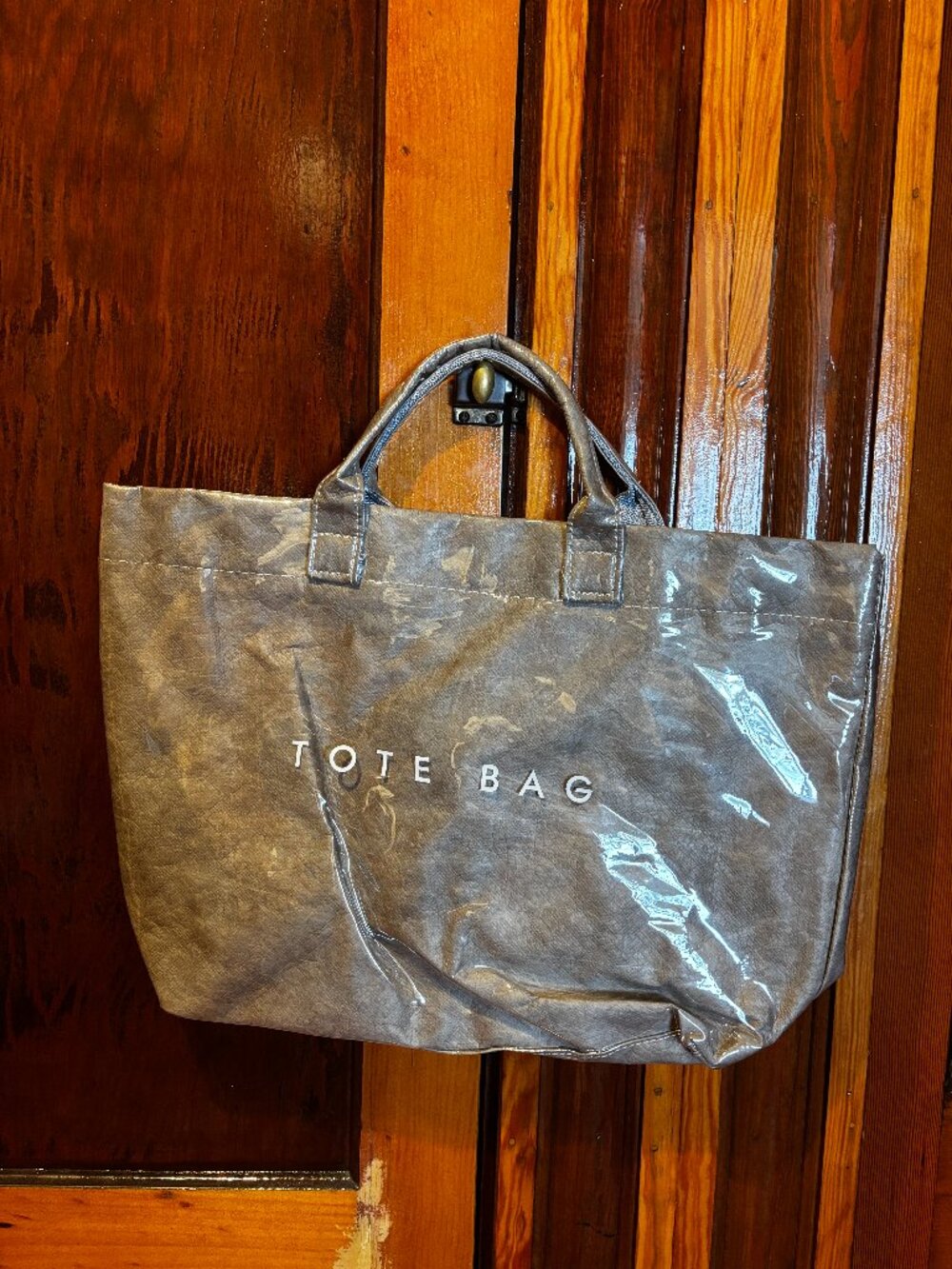 Gray Vinyl Tote Bag w/ Velcro Closure Brand New